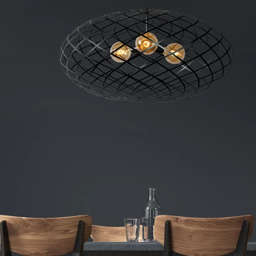 Lucide WOLFRAM - Hanglamp - Ø 100 cm - 3xE27 - Zwart - sfeer 1